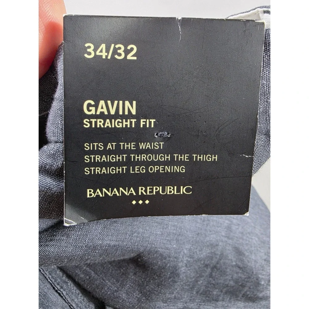 Banana Republic Gavin Straight Fit Pants Mens 34x32 Gray Linen Blend NEW
